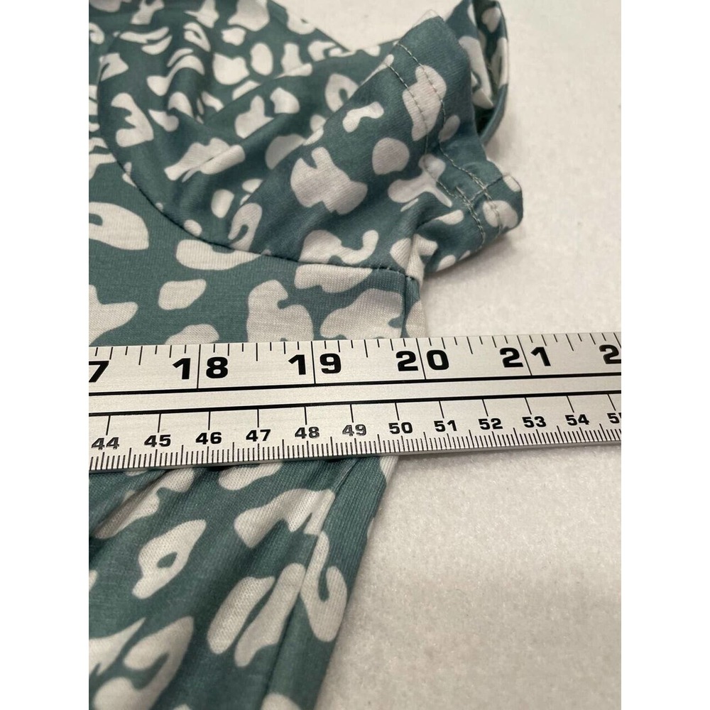 Tickled Teal Roxanne Dress Medium Cheetah Leopard Elastic Waist Short‎ Sleeve - Picture 9 of 12